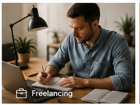 Freelancer working at a desk